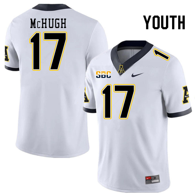 Youth #17 Mason McHugh Appalachian State Mountaineers College Football Jerseys Stitched Sale-White